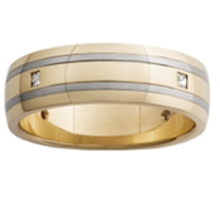 Dual Inlay Wedding Band in 18kt Yellow Gold AU